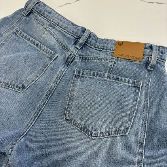 Austin Landing Barrel Jeans Womens Size 9 Light Wash High Rise Trendy Denim - Picture 7 of 7